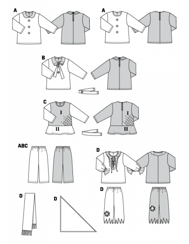 Patron Burda Carnaval 2506 - Déguisement Tunique et pantalon enfant