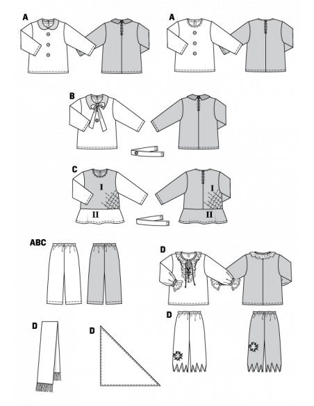 Patron Burda Carnaval 2506 - Déguisement Tunique et pantalon enfant