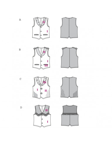 Patron Burda Carnaval 2434 - Déguisement Gilets Homme