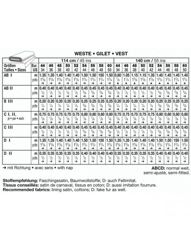 Patron Burda Carnaval 2434 - Déguisement Gilets Homme