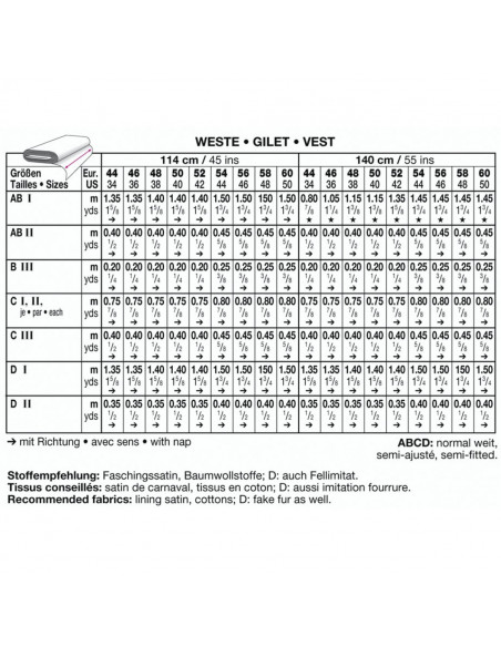 Patron Burda Carnaval 2434 - Déguisement Gilets Homme