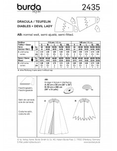 Patron Burda Carnaval 2435 - Déguisement Dracula, diablotine Adulte Mixte 2