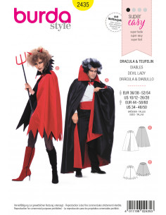 Patron Burda Carnaval 2435 - Déguisement Dracula, diablotine Adulte Mixte