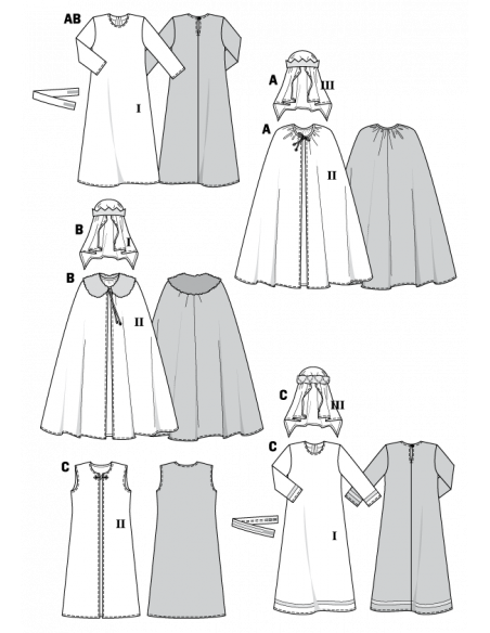 Patron Burda Carnaval 2438 - Déguisement Historique Les Rois Mages enfant