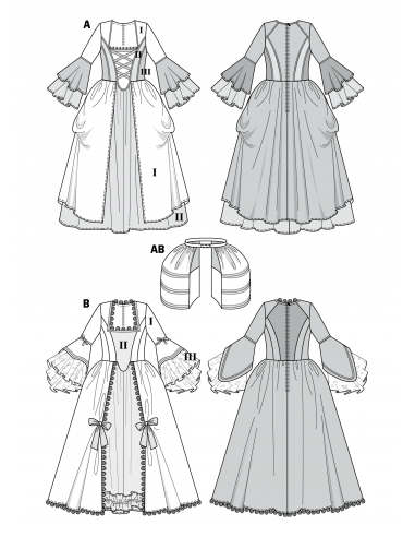Patron Burda Carnaval 2447 - Déguisement Historique Robe Rococo Femme