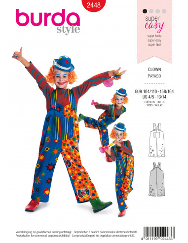 Patron Burda Carnaval 2448 - Déguisement Clown enfant