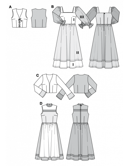 Patron Burda Carnaval 2457 - Déguisement Bécassine & Paysanne Femme