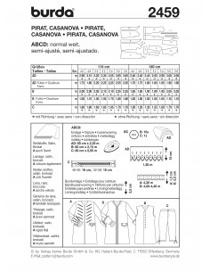Patron Burda Carnaval 2459 - Déguisement Historique Pirate & Casanova Homme 2