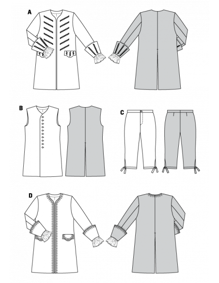 Patron Burda Carnaval 2459 - Déguisement Historique Pirate & Casanova Homme