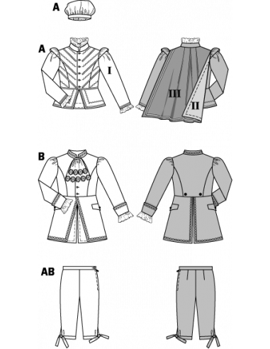 Patron Burda Carnaval 2461 - Déguisement Historique Prince et Mozart enfant