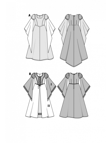 Patron Burda Carnaval 2463 - Déguisement Historique Fée et Princesse médiévale enfant