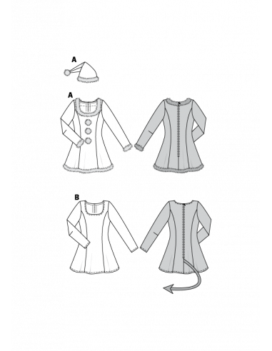 Patron Burda Carnaval 2464 - Déguisement Mère Noël, Diablesse, Infirmière Femme