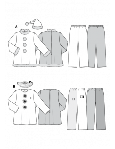 Patron Burda Carnaval 2466 - Déguisement Père Noel & Pierrot Homme 2
