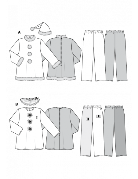 Patron Burda Carnaval 2466 - Déguisement Père Noel & Pierrot Homme