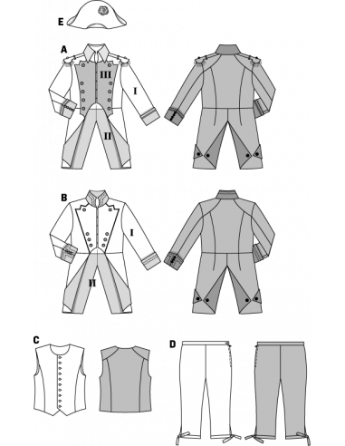 Patron Burda Carnaval 2471 - Déguisement Historique Napoléon Homme