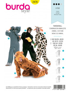 Patron Burda Carnaval 2478 - Déguisement Combinaison animale Adulte