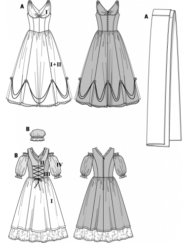 Patron Burda Carnaval 2479 - Déguisement Historique Impératrice & Lavandière Femme