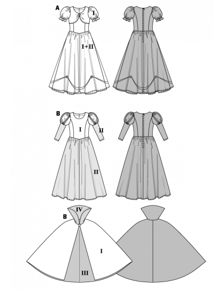 Patron Burda Carnaval 2480 - Déguisement Historique Princesse et Blanche - Neige enfant