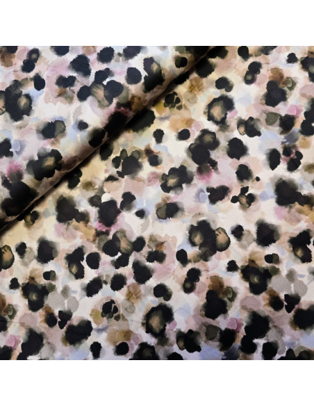 Tissu, Satin de Coton, Motif Peinture Multicolore, Laize 148 cm, 100% Coton 170g/m²