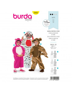 Patron Burda Carnaval 2502 - Déguisement Chien, Panthère & Tigre enfant