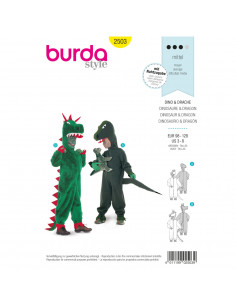 Patron Burda Carnaval 2503 - Déguisement Combinaison Dinosaure & Dragon enfant