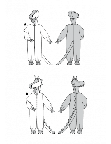 Patron Burda Carnaval 2503 - Déguisement Combinaison Dinosaure & Dragon enfant