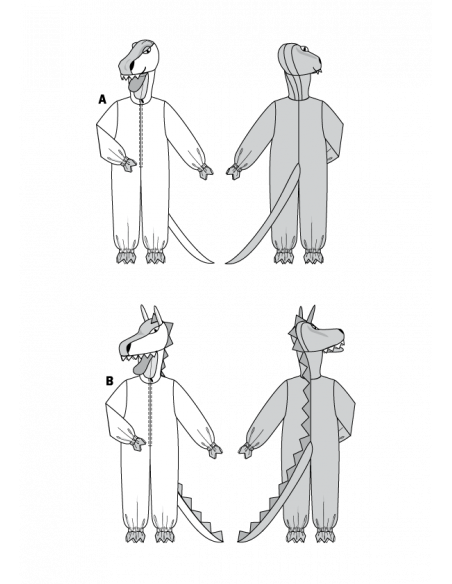 Patron Burda Carnaval 2503 - Déguisement Combinaison Dinosaure & Dragon enfant