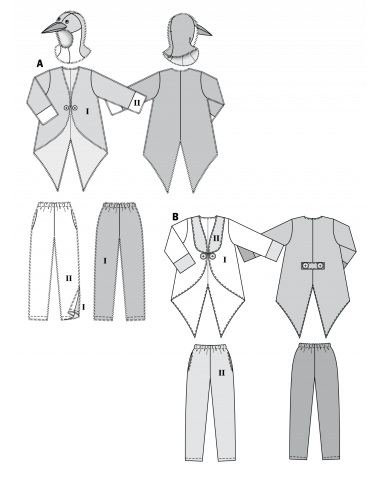 Patron Burda Carnaval 2415 - Déguisement Pingouin & clown Adulte Mixte