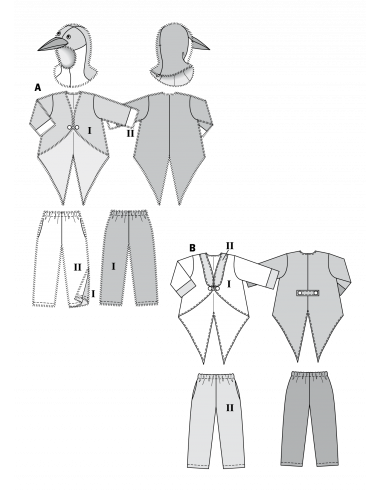 Patron Burda Carnaval 2414 - Déguisement Pingouin et  Clown enfant