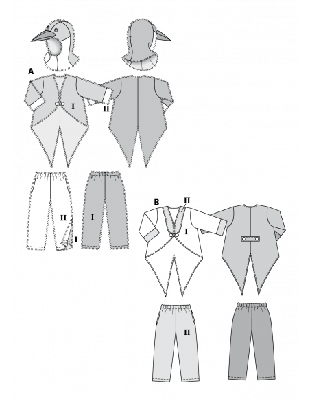 Patron Burda Carnaval 2414 - Déguisement Pingouin et  Clown enfant