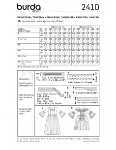 Patron Burda Carnaval 2410 - Déguisement Princesse et Danseuse enfant 2