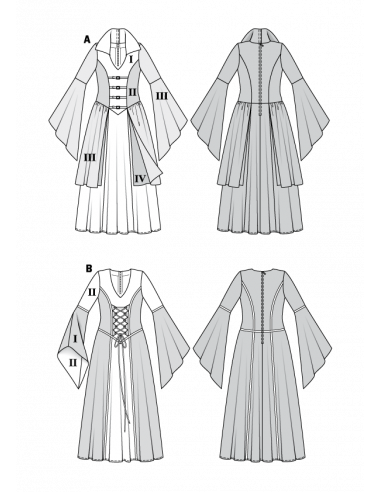 Patron Burda Carnaval 2405 - Déguisement Robe Moyen - âge, sorcière ou voyante Femme