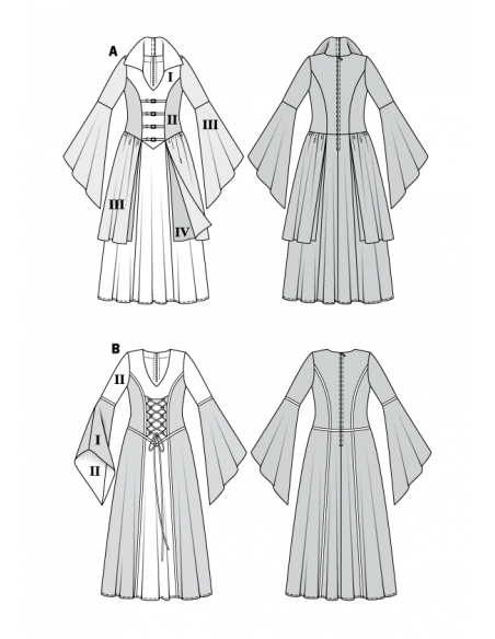 Patron Burda Carnaval 2405 - Déguisement Robe Moyen - âge, sorcière ou voyante Femme