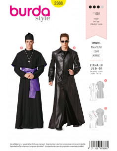 Patron Burda Carnaval 2388 - Déguisement Manteau Prêtre et Cosplay Homme