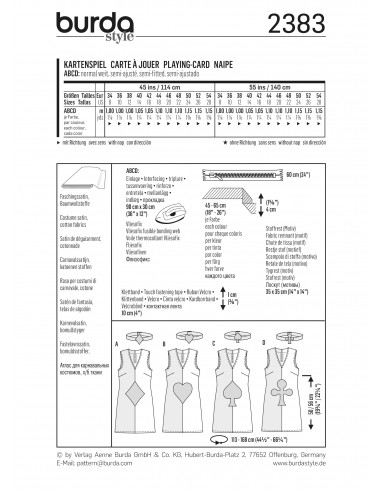 Patron Burda Carnaval 2383 - Déguisement Carte à jouer Femme