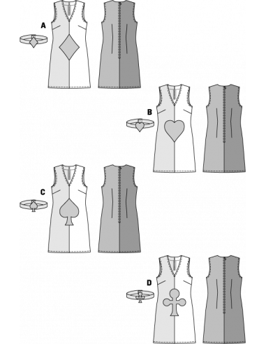 Patron Burda Carnaval 2383 - Déguisement Carte à jouer Femme