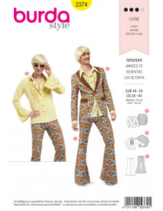 Patron Burda Carnaval 2374 - Déguisement Années 70 Homme