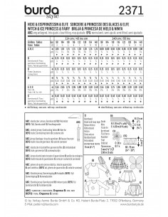 Patron Burda Carnaval 2371 - Déguisement de Sorcière, princesse des glaces et Elfe enfant 2