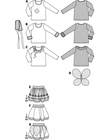 Patron Burda Carnaval 2371 - Déguisement de Sorcière, princesse des glaces et Elfe enfant