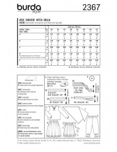 Patron Burda Carnaval 2367 - Déguisement Sorcière enfant 2