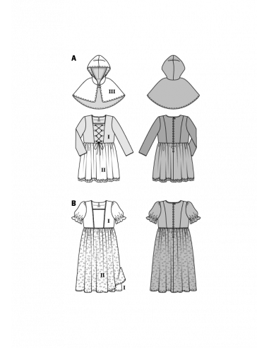 Patron Burda Carnaval 2356 -  Déguisement Petit chaperon rouge et Princesse enfant