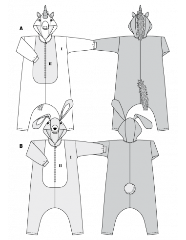 Patron Burda Carnaval 2351 - Combinaison lapin et Licorne Adulte