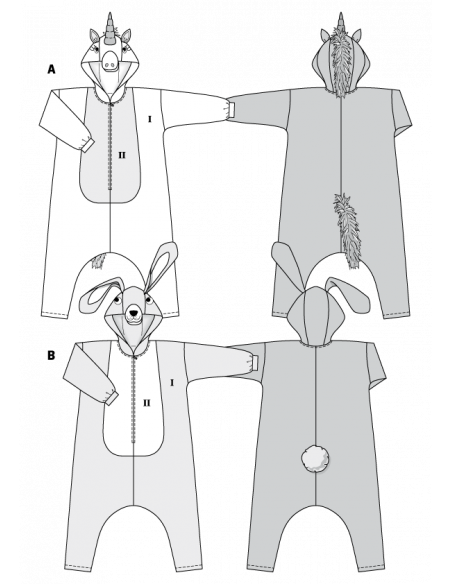 Patron Burda Carnaval 2351 - Combinaison lapin et Licorne Adulte