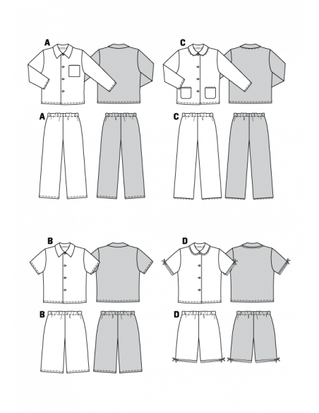 Patron Burda 9747 Kids Pyjama