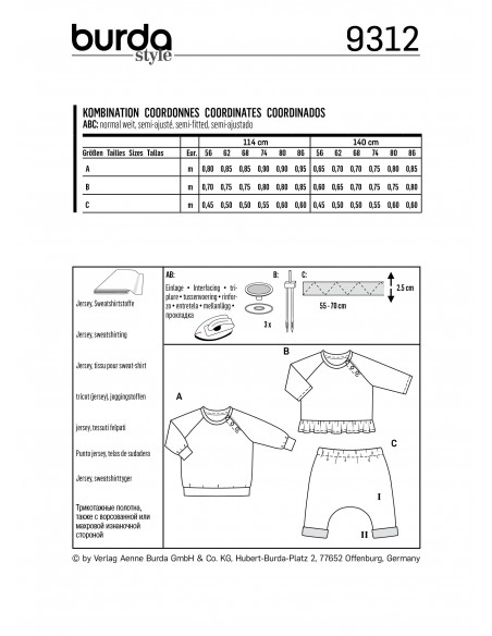 Patron Burda 9712 Kids Ensemble