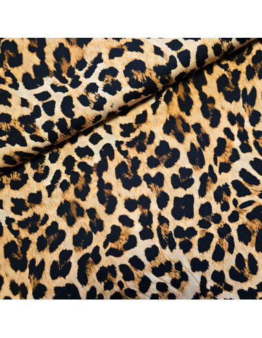 Tissu, Viscose Imprimée Léopard, Marron, Laize 140 cm, 100% Viscose 112g/m²