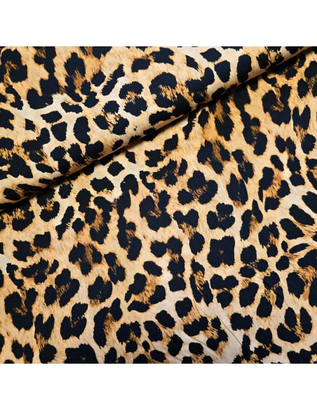 Tissu, Viscose Imprimée Léopard, Marron, Laize 140 cm, 100% Viscose 112g/m²