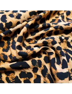 Tissu, Viscose Imprimée Léopard, Marron, Laize 140 cm, 100% Viscose 112g/m² 2