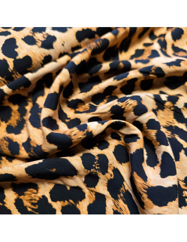 Tissu, Viscose Imprimée Léopard, Marron, Laize 140 cm, 100% Viscose 112g/m²