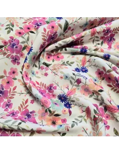 Tissu, Viscose Imprimée Lurex Fleuri, Multicolore, Laize 145 cm, 95% Viscose 5% Lurex 143g/m² 2